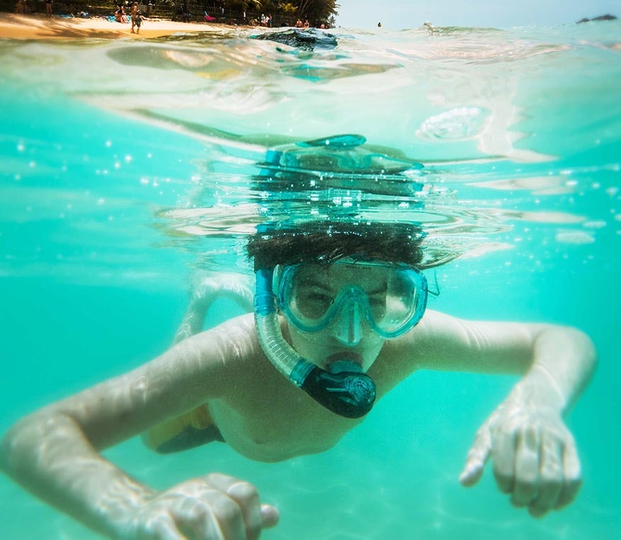 little boy snorkeling excursion maui